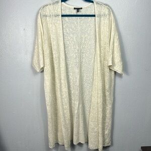 Eileen Fisher Cream Open-Front Cardigan